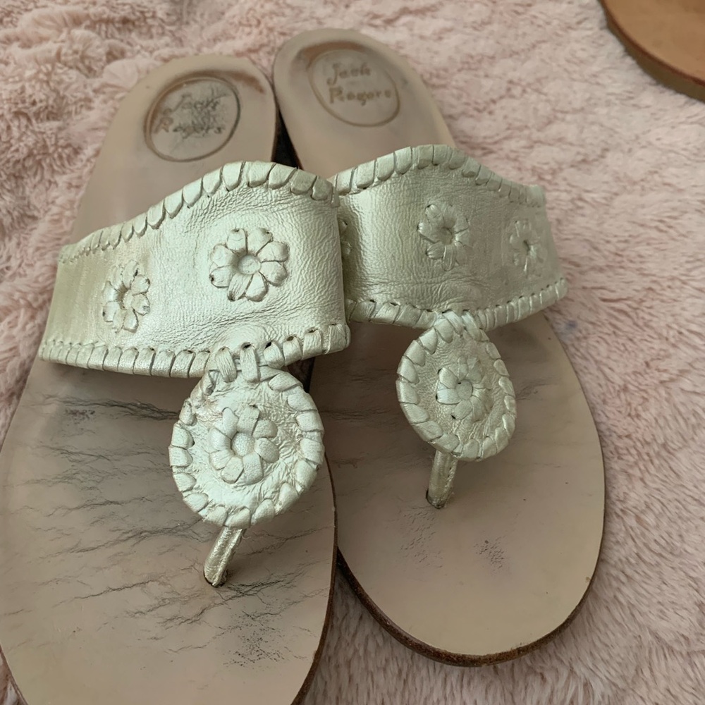 Jack Rogers Cream Whipstitch Sandals